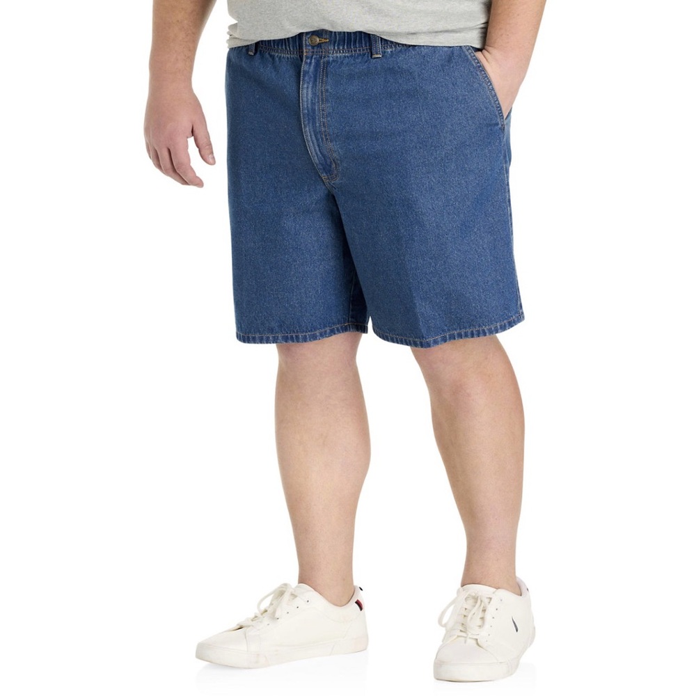 Harbor Bay DXL Men’s Denim Jean Shorts Hidden Elastic Comfort Waist Blue 46
